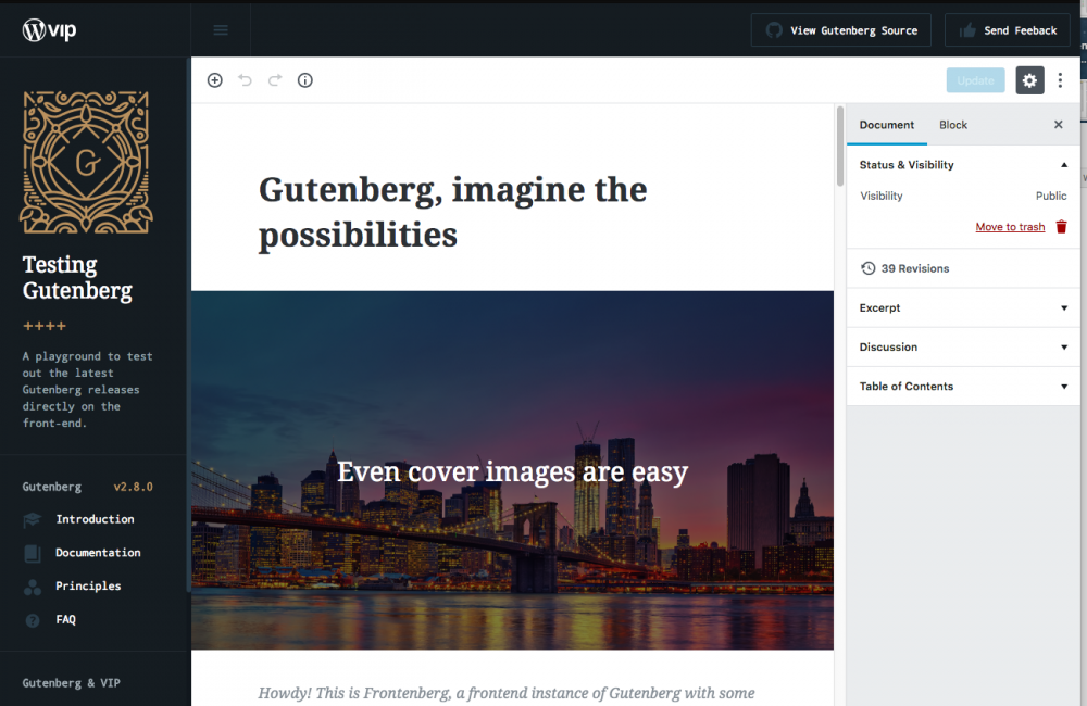 Gutenberg live demo website