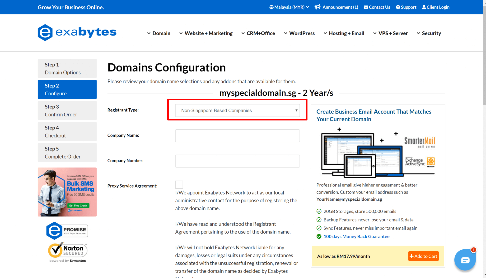 register domain step 2