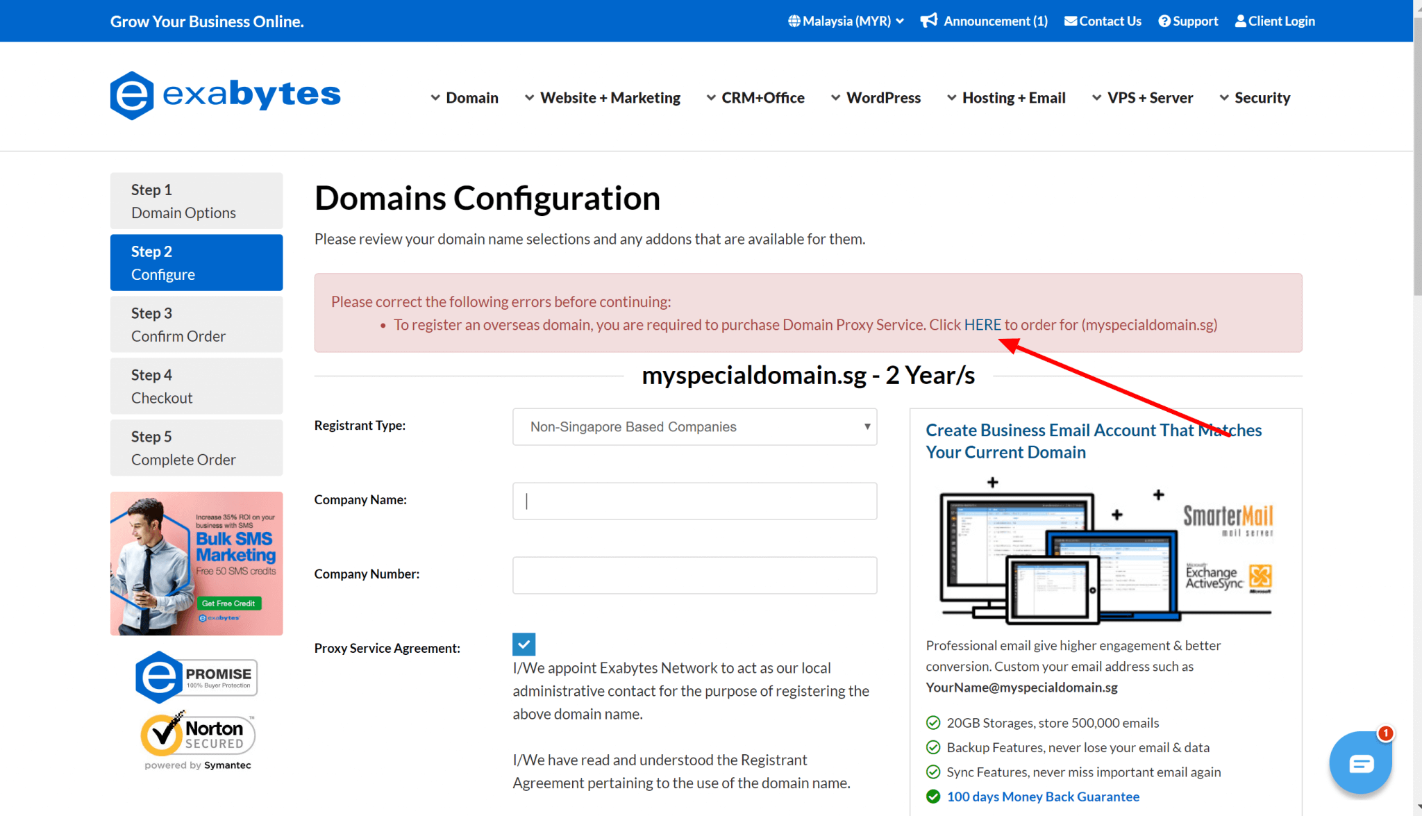 register domain step 3