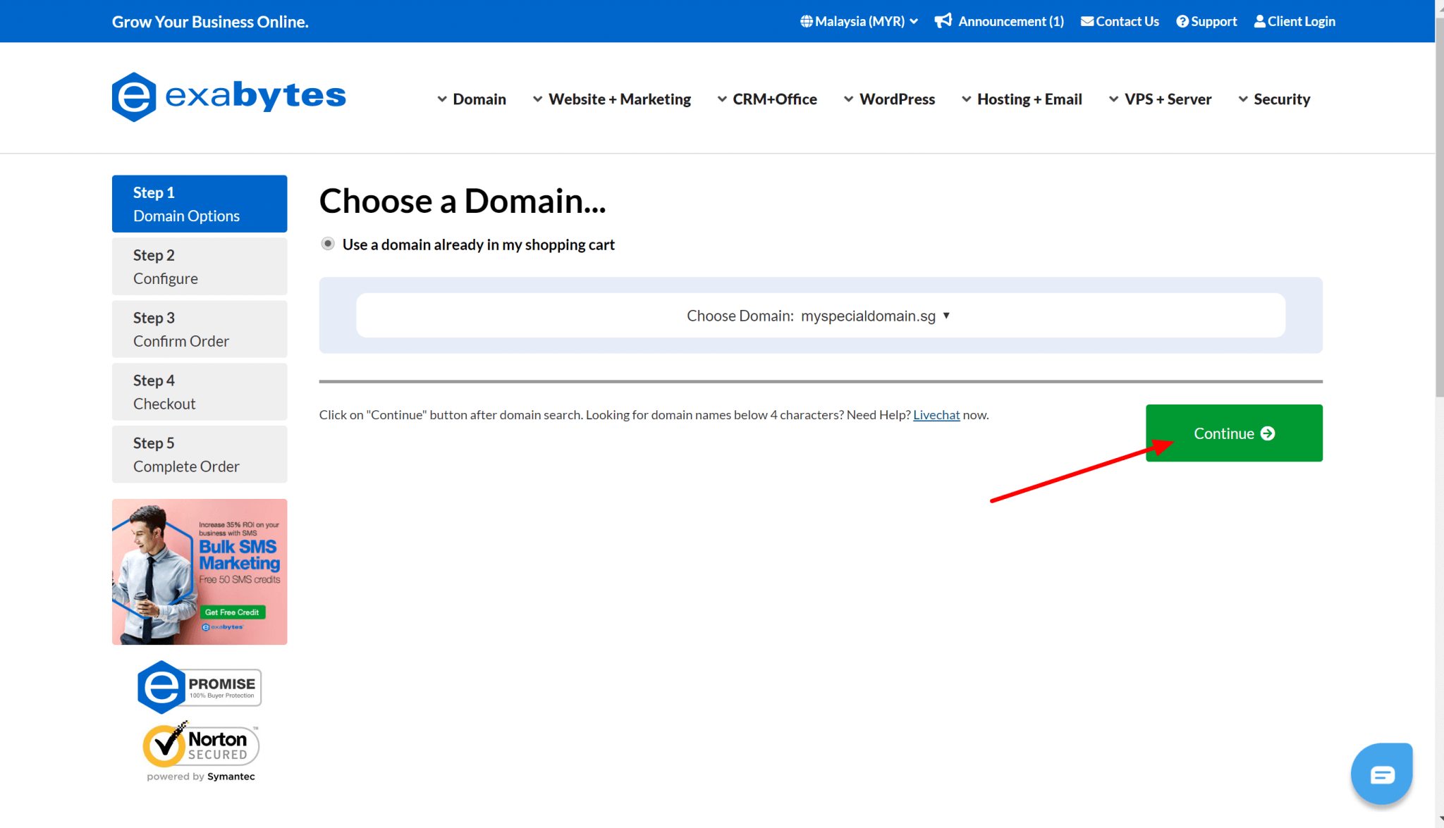 register domain step 4